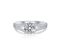 MomentWish Moissanite Bague Fiançailles Femme, 1 Carat Bagues de Promesse pour Elle Diamant Simulé Argent Sterling 925 Statement pour Anniversaire Saint-Valentin-Taille56