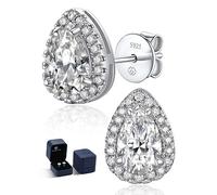 MomentWish Moissanite Boucles D'oreilles En Argent 925, 1 Carat Boucles D'oreilles Femme Cadeau D'anniversaire Pour Femme, Teardrop Cut Oreilles