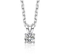 MomentWish Moissanite Collier pour femme, 0,3/0,5/1/2 carat Solitaire Diamant Chaîne en argent sterling 925 Bijoux Cadeau pour femme, 0,3 Karat | 4mm, Argent sterling, Moissanite
