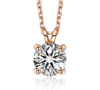 MomentWish Moissanite Collier pour femme, 0,3/0,5/1/2 carat Solitaire Diamant Chaîne en argent sterling 925 Bijoux Cadeau pour femme, 2 Karat | 8mm, Argent sterling, Moissanite