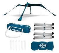 MOMEVO Sunsail Big Family Tente de plage - Voile d'ombrage de plage avec protection UV certifiée UPF50+ (jusqu'à 6 personnes, bleu pétrole)