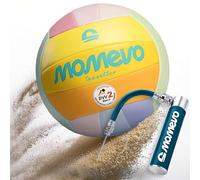 Momevo Sunsetter Ballon de beach-volley, certifié DVV, taille officielle 5, surface en polyuréthane souple, pour l'extérieur, le sable, les sports de plage, cadeau (Rainbow avec pompe à ballon
