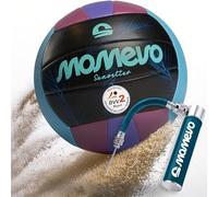 Momevo Sunsetter Beach-Volleyball, Certifié DVV, taille officielle 5, surface PU douce - pour le sport de plage en plein air, sport sur le sable, cadeau (Palm Purple, Set avec pompe à ballon)