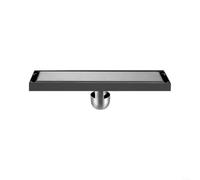 Momfin Siphon de douche linéaire invisible avec siphon d'eau profonde | Siphon de douche linéaire en acier inoxydable gris mat avec couvercle pour insert de carrelage, évacuation centrale avec eau