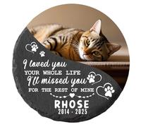 MOMGEGE Pierre commémorative personnalisée pour Animaux de Compagnie, Pierre tombale ou Plaque pour Animaux de Compagnie avec Photo, nom, Dates, Souvenir pour Chiens et Chats (A, 15 * 15cm)