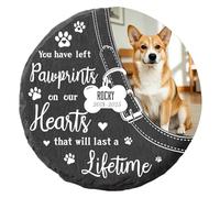 MOMGEGE Pierre commémorative personnalisée pour Animaux de Compagnie, Pierre tombale ou Plaque pour Animaux de Compagnie avec Photo, nom, Dates, Souvenir pour Chiens et Chats (B, 20 * 20cm)