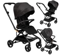 MoMi ADELLE - Poussette citadine légère 7,5 kg - Siège rotatif 360° - Dès 6 mois jusqu’à 22 kg - Noir/Rouge