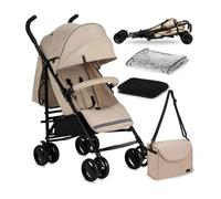 MoMi AKIRA - Poussette canne ultra compacte - 6,7 kg - 6m à 15 kg - Accessoires inclus: sac + moustiquaire - Beige