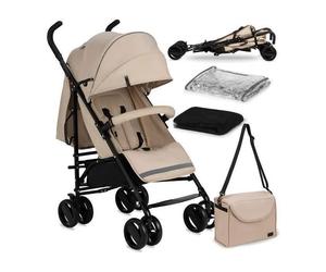 MoMi AKIRA - Poussette canne ultra compacte - 6 7 kg - 6m à 15 kg - Accessoires inclus: sac + moustiquaire - Beige