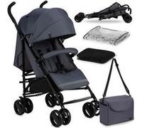 MoMi AKIRA - Poussette canne ultra compacte - 6,7 kg - 6m à 15 kg - Accessoires inclus: sac + moustiquaire - Gris Gris