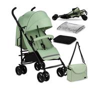 MoMi AKIRA - Poussette canne ultra compacte - 6,7 kg - 6m à 15 kg - Accessoires inclus: sac + moustiquaire - Vert