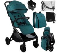 MoMi ANDREA - Poussette auto-pliant 0m+ jusqu’à 22 kg - Légère 7,3 kg - Barre rotative - Kit accessoires + sac à dos - Turquoise