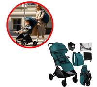 MoMi ANDREA Poussette Auto-Pliante 0-22kg Légère 7,3kg Sac à Dos Turquoise