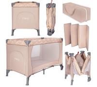 MoMi BELOVE - Lit Parapluie Bébé Pliant - Matelas + Sac de Transport - Accès Latéral - 2 Roulettes - Beige