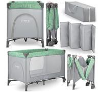 MoMi BELOVE - Lit Parapluie Bébé Pliant - Matelas + Sac de Transport - Accès Latéral - 2 Roulettes - Jade