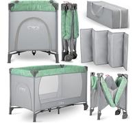 Momi Belove - Lit Parapluie Bébé Pliant - Matelas + Sac De Transport - Accès Latéral - 2 Roulettes - Jade Vert
