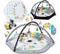 MoMi BESTO - Tapis d’éveil 3-en-1 avec arche à jouets sensoriels & photomat - Jouet éducatif bébé