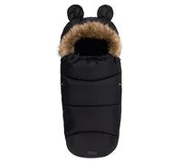 MoMi Chancelière pour enfant 45 x 95 cm pour landau, ceinture de sécurité 3 points et 5 points, idéale pour poussette, siège auto, nacelle et luge, capuche avec garniture amovible en fourrure noire