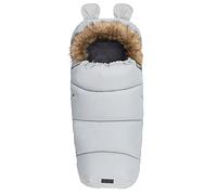 MoMi Chancelière pour enfant 45 x 95 cm pour landau, ceinture de sécurité 3 points et 5 points, idéale pour poussette, siège auto, nacelle et luge, capuche avec garniture amovible en fourrure grise