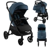 Poussette MoMi CLARA à partir de 6 mois, jusqu'à 22 kg de poids corporel, harnais de sécurité 5 points, couvre-jambes, porte-gobelet, panier de courses, sac, moustiquaire, habillage pluie