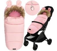 MoMi COZY - Chancelière Universelle pour Poussette - Sac de Couchage Bébé - Finition Peluche - Capuche Oreilles - Rose