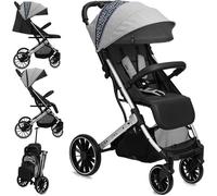 MoMi ESTELLE PLUS LIGHT - Poussette Bébé Ultra-Compacte - Grandes Roues - Pliage à Une Main - Guidon Valise - Gris