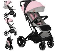 MoMi ESTELLE PLUS LIGHT - Poussette Bébé Ultra-Compacte - Grandes Roues - Pliage à Une Main - Guidon Valise - Rose