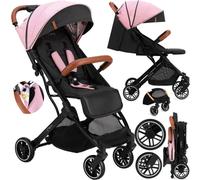 MoMi ESTELLE Poussette Canne Bébé Ultra Compacte Légère Pliable Rose