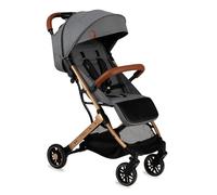 Momi Poussette ESTELLE, ultra compacte, 7,7 kg, pliage à une main, guidon valise, gris doré