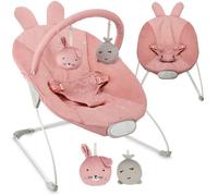 MoMi GLOSSY - Transat Bébé Léger avec Module Sensoriel - 8 Mélodies - Vibration 3 Niveaux - Jouets Inclus - Rose