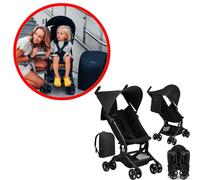 MoMi GRACE Poussette Compacte Légère 6.2kg Sac à dos Voyage 15kg Noir Pliable