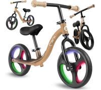 MoMi ISOKA - Draisienne 10"" LED sans pile - Réglable sans outils - Repose-pieds - 2+ ans - 35 kg - Beige