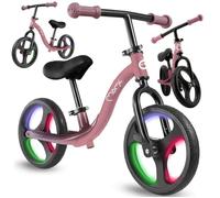 MoMi ISOKA - Draisienne 10"" LED sans pile - Réglable sans outils - Repose-pieds - 2+ ans - 35 kg - Rose