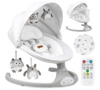 Momi Balancelle Bébé Électrique KENANI - 10 mélodies - 5 modes de balancement - arche à jouets Gris Clair