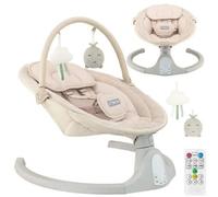Momi Kenani Sand - Balancelle Bébé Électrique - Bluetooth - Télécommande - Jouets Inclus - Écran Led - Beige Multicolore