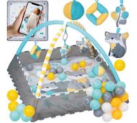 MoMi LAMMIS - Tapis d’Éveil Bébé 4-en-1 - Arche avec Jouets Sensoriels - Dès la Naissance - Lavable - Multicolore