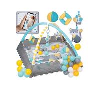 MoMi LAMMIS - Tapis d’Éveil Bébé 4-en-1 - Arche avec Jouets Sensoriels - Dès la Naissance - Lavable - Multicolore