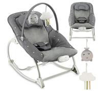 MoMi LAPIS Transat Bébé avec Module Sensoriel - 8 mélodies - 3 modes de vibration - Gris Foncé