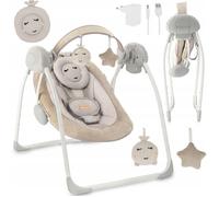 MoMi LISS - Balancelle Bébé Électrique Pliable - 5 Vitesses - Timer - 6 Mélodies - Jouets Ajustables - Beige