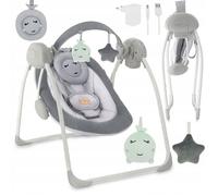 MoMi LISS - Balancelle Bébé Électrique Pliable - 5 Vitesses - Timer - 6 Mélodies - Jouets Ajustables - Grise
