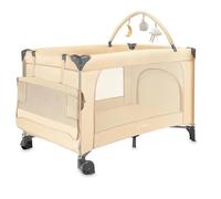 Momi Lit de Voyage BELOVE Plus 2 en 1, Pliable, 2 Niveaux de Couchage pour bébés Jusqu’à 9 kg et Enfants Jusqu’à 15 kg, avec Matelas, Barre de Jeu, Matelas à Langer et Sac de Transport