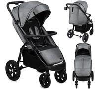 Momi Miya - Poussette Citadine - 6 À 22 Mois - Jusqu'à 22 Kg - Porte-Gobelet, Moustiquaire, Couvre-Jambes - Gris Multicolore
