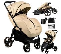 MoMi MIYA Poussette Compacte Légère 6M-22Kg Beige Kit Accessoires Roues EVA