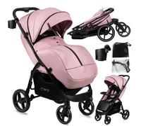 MoMi MIYA - Poussette ultra compacte - Dès 0 mois jusqu’à 22 kg - Kit d’accessoires - Roues EVA 7""/10"" - Rose