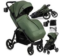 MoMi MIYA - Poussette ultra compacte - Dès 0 mois jusqu’à 22 kg - Kit d’accessoires - Roues EVA 7""/10"" - Vert