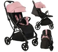 MoMi PAOLA - Poussette compacte auto-pliante 6m+ jusqu’à 22 kg - Roues PU avec suspension - Dossier & repose-pieds réglables - Rose