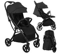 MoMi PAOLA - Poussette compacte auto-pliante 6m+ jusqu’à 22 kg - Roues PU avec suspension - Dossier & repose-pieds réglables - Noir
