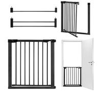 MoMi PAXI PLUS - Barrière de sécurité enfant 75-82 cm (extensible 103 cm) - Double ouverture - Installation sans perçage - Noir