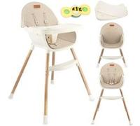 MoMi REKI - Chaise haute bébé évolutive - 2 positions de siège - Plateau double lavable lave-vaisselle - 6-36m / 20 kg - Beige