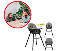MoMi REKI Chaise Haute Bébé Évolutive 2 Positions Plateau Double Lavable 6-36M